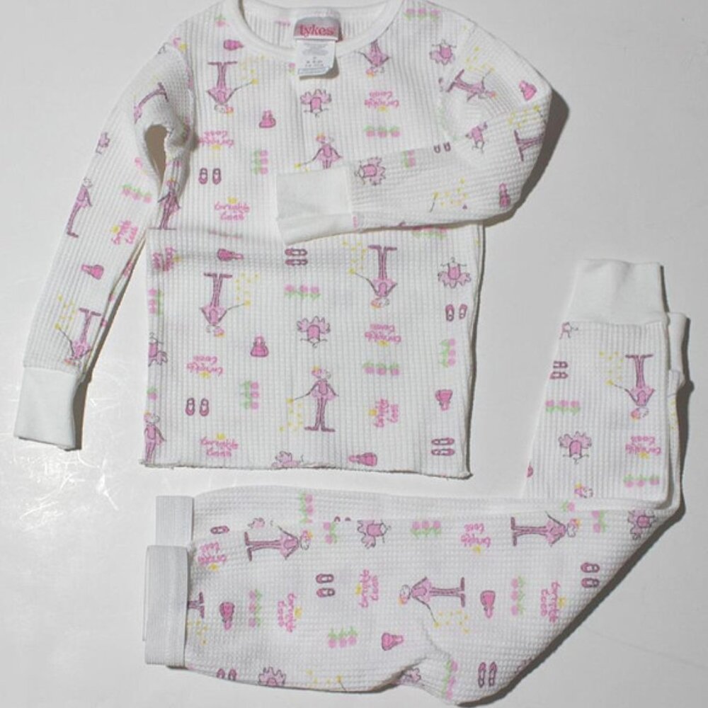 New Tykes Toddler Pajamas Set Long Johns & Top sz 2T Ballerina Figures 26-29 Lbs